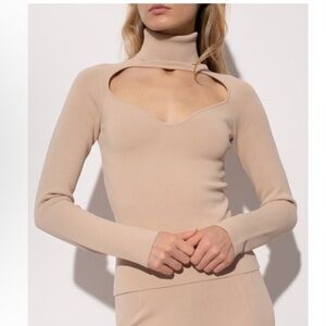 Nanushka Fah Cut-Out Knit Turtleneck Top Size Large